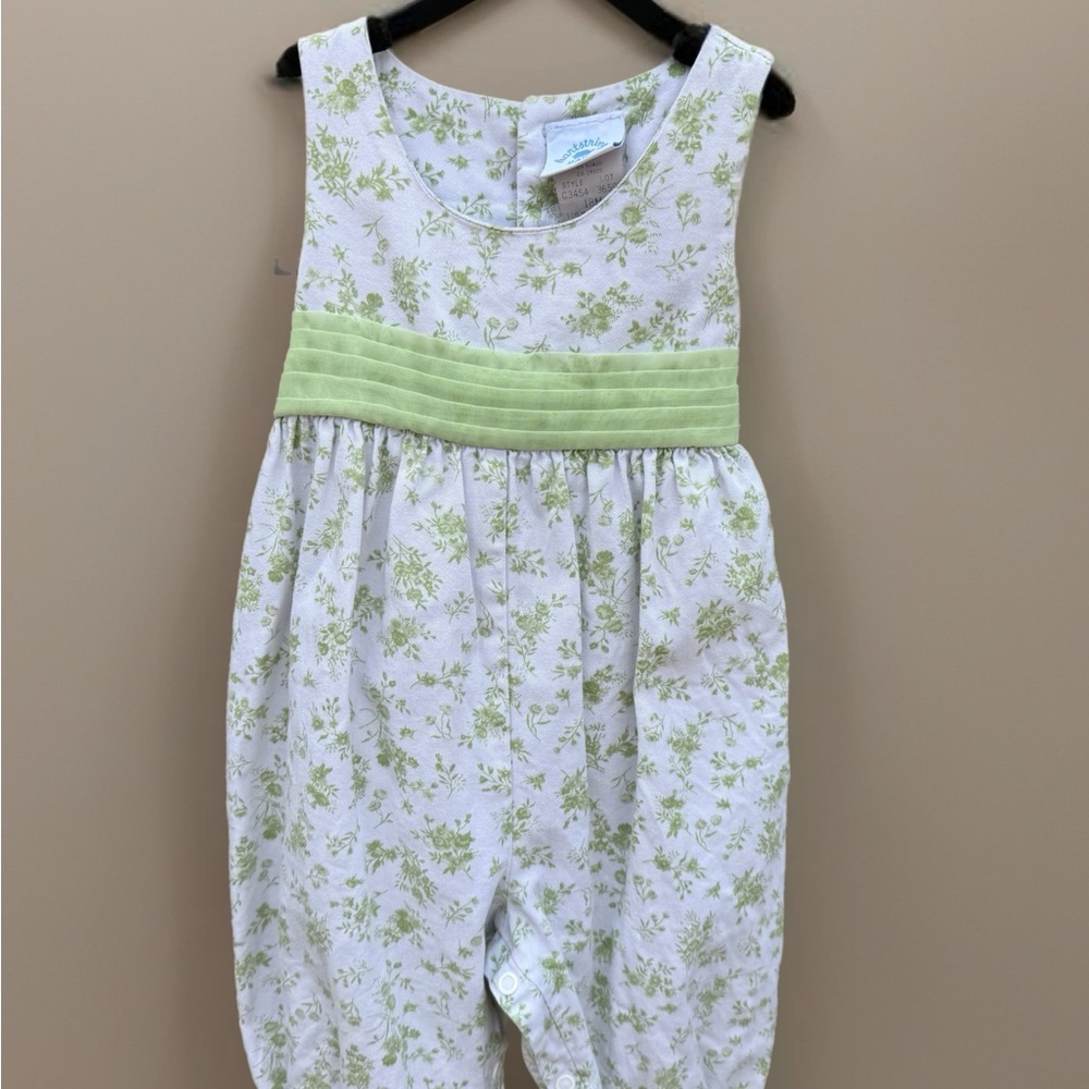 Vintage Hartstrings Green and White Floral One Piece